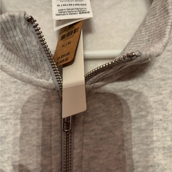 PINK Gray Quarter-Zip Sweatshirt! SZ XL! NWT - Picture 3 of 3